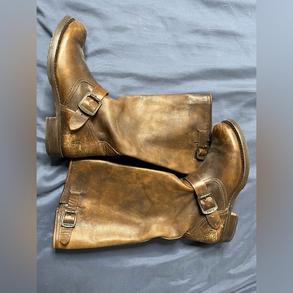 FRYE Veronica Tall Brown Leather Slouch Boots - Picture 1 of 5